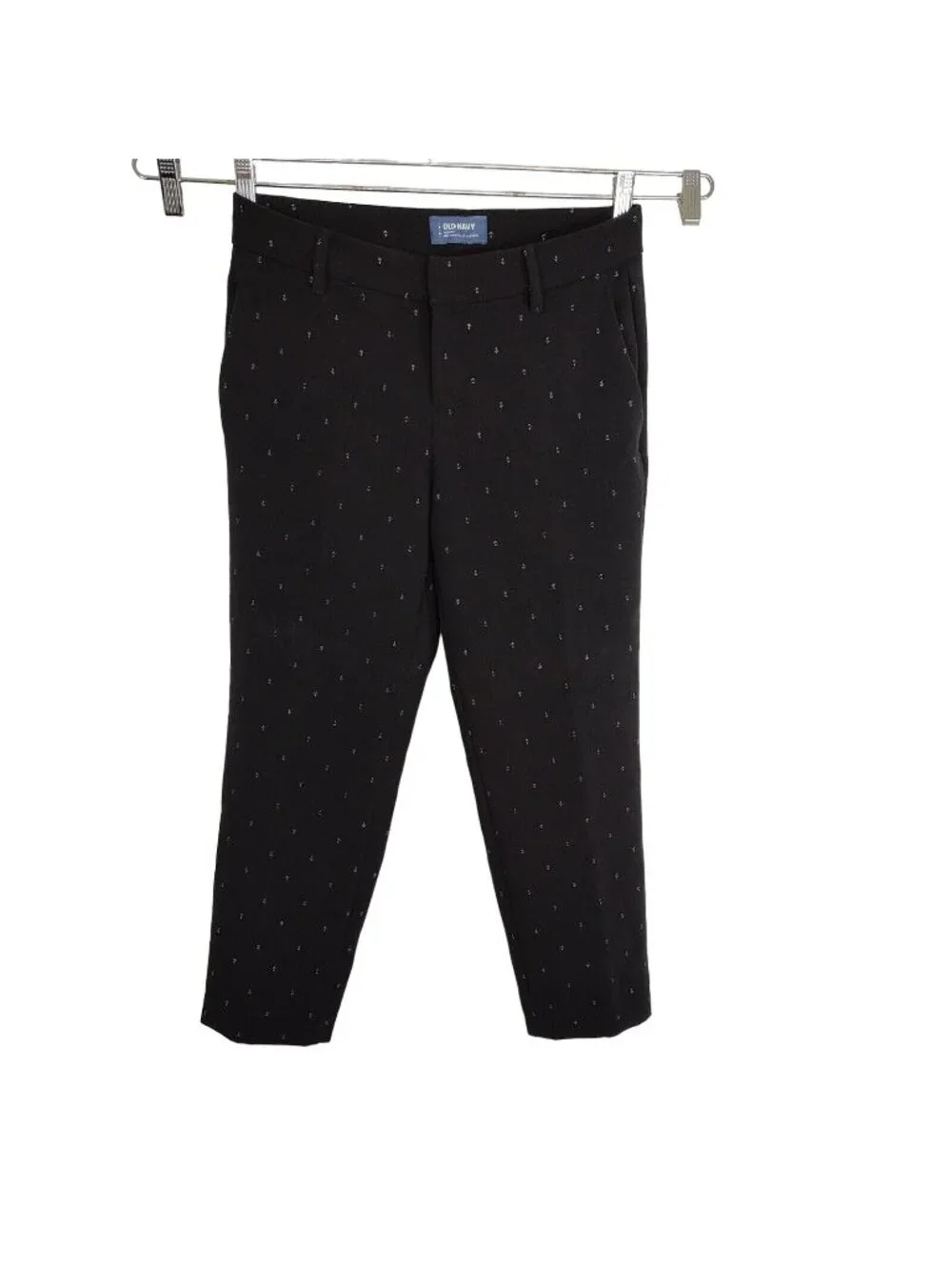 Old Navy Black Harper Mid-Rise Pants Ankle Crop Women Size 4 Nautical Anchor - Picture 1 of 9